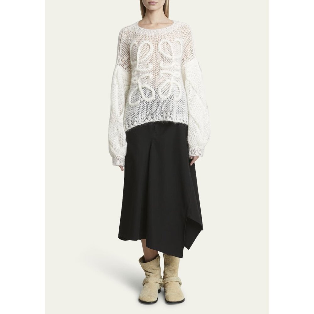 Loewe Anagram Cable-Knit Sleeve Sweater